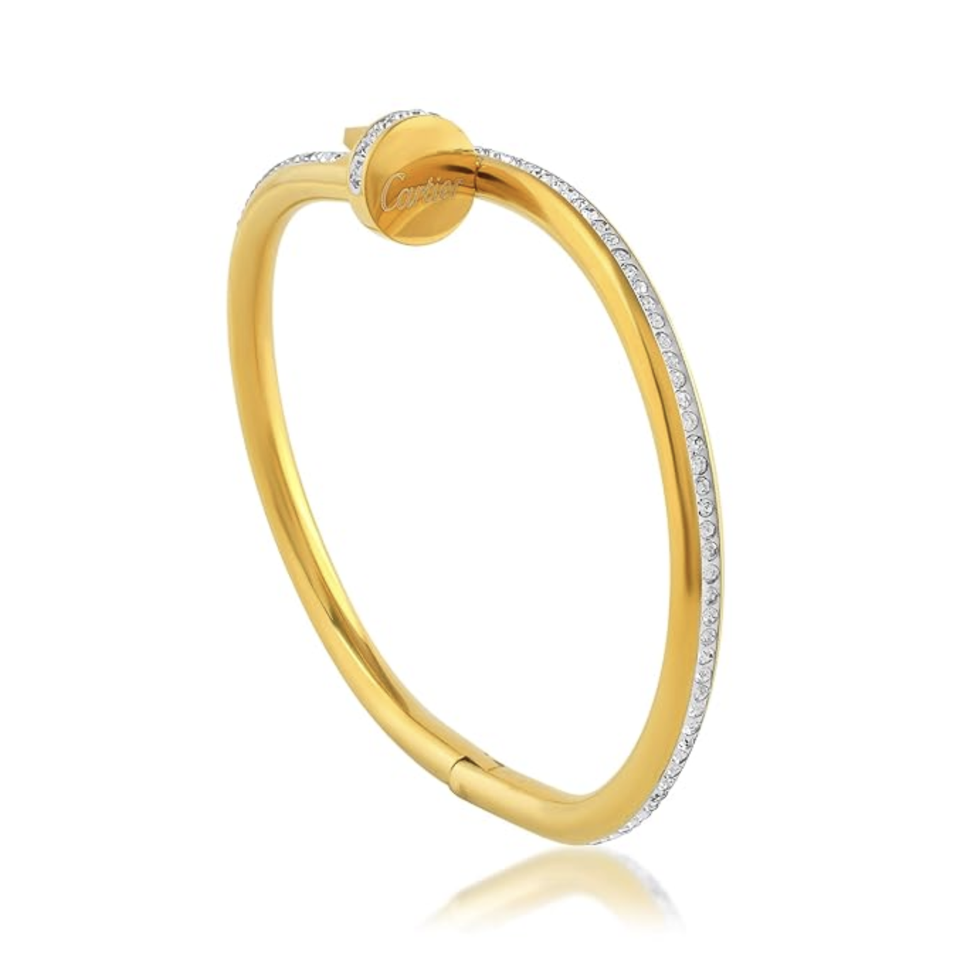 Imitation Diamond-Studded Gold-Plated Nail Design Bangle, Stainless Steel Cuff kada Bracelet LOVE collection for Men Women Branded BY Minsum - Image 3