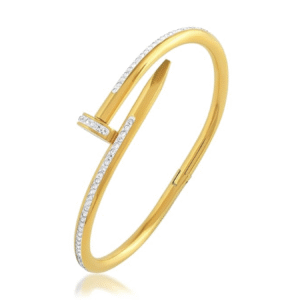 Imitation Diamond-Studded Gold-Plated Nail Design Bangle, Stainless Steel Cuff kada Bracelet LOVE collection for Men Women Branded BY Minsum