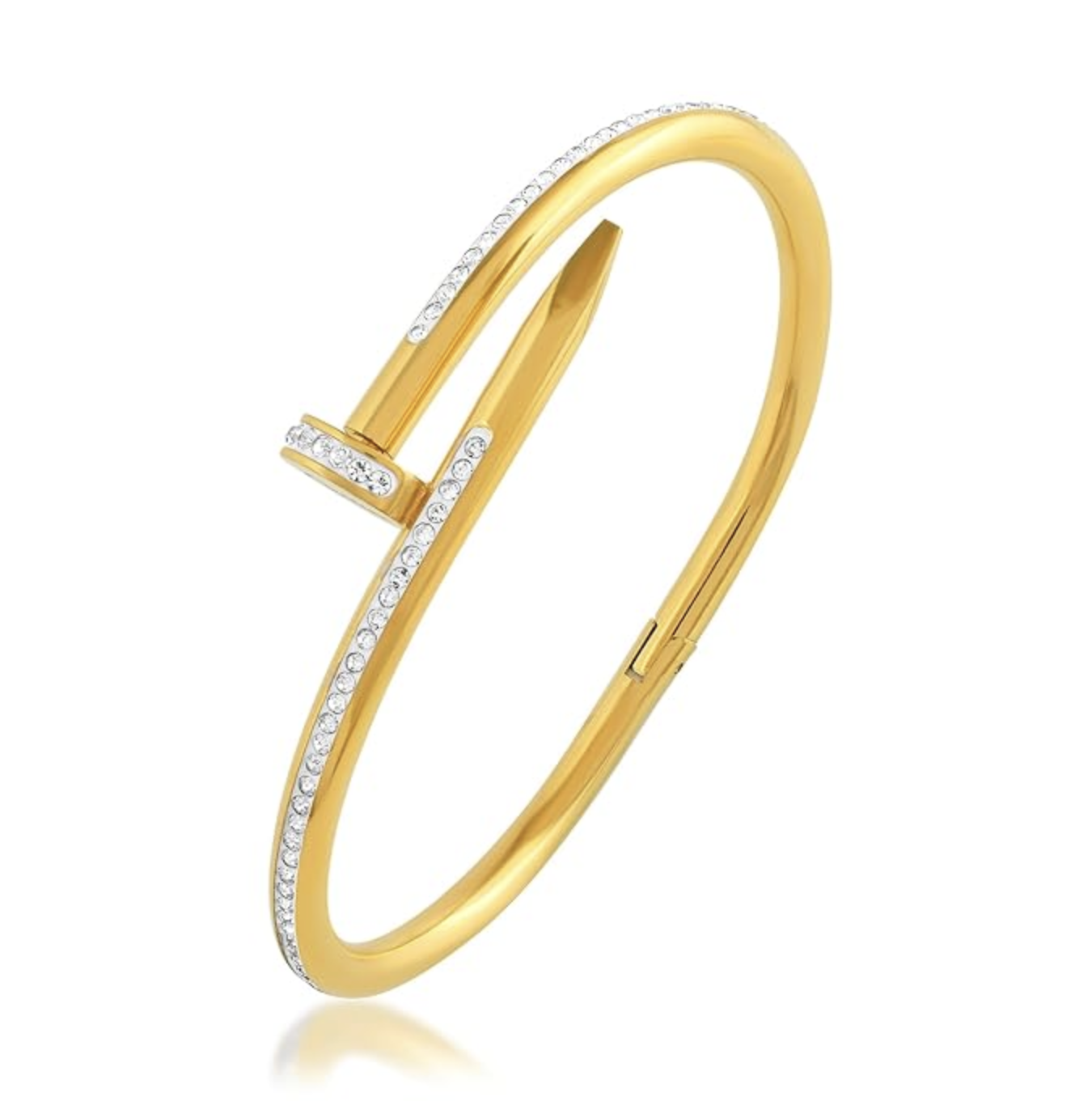 Imitation Diamond-Studded Gold-Plated Nail Design Bangle, Stainless Steel Cuff kada Bracelet LOVE collection for Men Women Branded BY Minsum